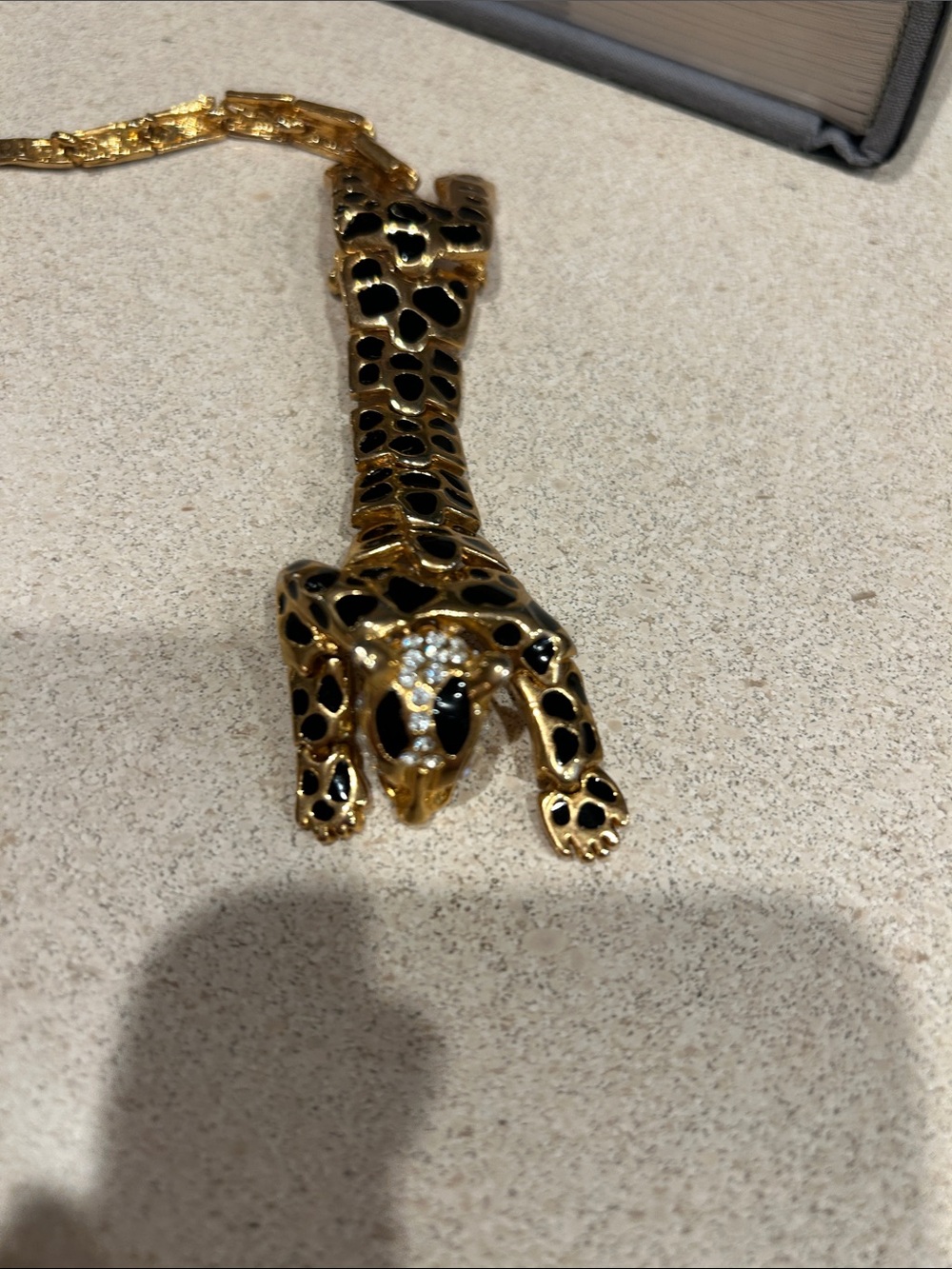 Gold and Black Leopard Accent Sculpture Necklace Pendant -Nature Core